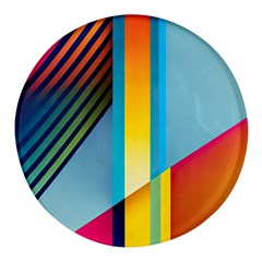 Colorful Rainbow Stripe Pattern Round Glass Fridge Magnet (4 Pack) by Vaneshop