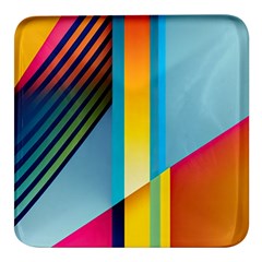 Colorful Rainbow Stripe Pattern Square Glass Fridge Magnet (4 Pack)