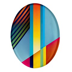 Colorful Rainbow Stripe Pattern Oval Glass Fridge Magnet (4 Pack) by Vaneshop