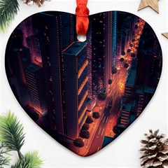 Abstract Landscape Landmark Town City Cityscape Ornament (heart)