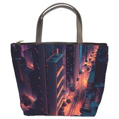 Abstract Landscape Landmark Town City Cityscape Bucket Bag by Vaneshop