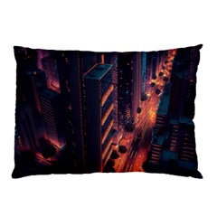 Abstract Landscape Landmark Town City Cityscape Pillow Case by Vaneshop