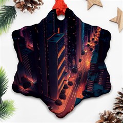 Abstract Landscape Landmark Town City Cityscape Ornament (snowflake)