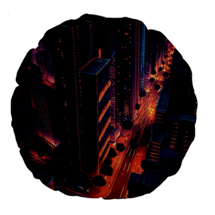 Abstract Landscape Landmark Town City Cityscape Large 18  Premium Round Cushions