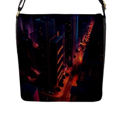 Abstract Landscape Landmark Town City Cityscape Flap Closure Messenger Bag (l) by Vaneshop