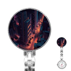 Abstract Landscape Landmark Town City Cityscape Stainless Steel Nurses Watch by Vaneshop