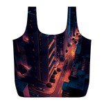 Abstract Landscape Landmark Town City Cityscape Full Print Recycle Bag (L) Front