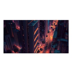 Abstract Landscape Landmark Town City Cityscape Satin Shawl 45  X 80  by Vaneshop