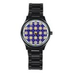 Seamless Pattern Background Stainless Steel Round Watch Front