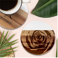 Beautiful Beauty Flower Bloom Marble Wood Coaster (round) by Vaneshop