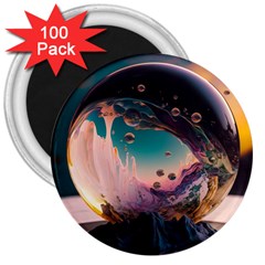 Crystal Ball Glass Sphere Lens Ball 3  Magnets (100 Pack) by Vaneshop