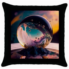 Crystal Ball Glass Sphere Lens Ball Throw Pillow Case (black) by Vaneshop