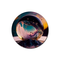 Crystal Ball Glass Sphere Lens Ball Rubber Coaster (round) by Vaneshop