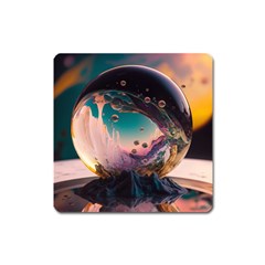 Crystal Ball Glass Sphere Lens Ball Square Magnet by Vaneshop