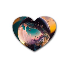 Crystal Ball Glass Sphere Lens Ball Rubber Coaster (heart) by Vaneshop