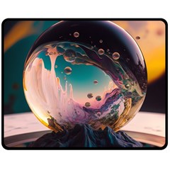 Crystal Ball Glass Sphere Lens Ball Two Sides Fleece Blanket (medium) by Vaneshop