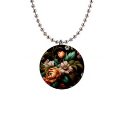 Floral Flower Blossom Bloom Flora 1  Button Necklace by Vaneshop