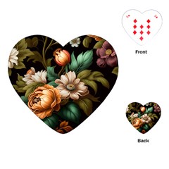 Floral Flower Blossom Bloom Flora Playing Cards Single Design (heart)