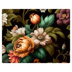 Floral Flower Blossom Bloom Flora Two Sides Premium Plush Fleece Blanket (medium) by Vaneshop