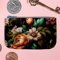 Floral Flower Blossom Bloom Flora Large Coin Purse by Vaneshop