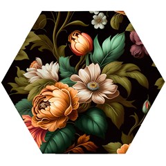 Floral Flower Blossom Bloom Flora Wooden Puzzle Hexagon by Vaneshop