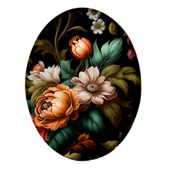 Floral Flower Blossom Bloom Flora Oval Glass Fridge Magnet (4 Pack) by Vaneshop