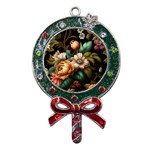 Floral Flower Blossom Bloom Flora Metal X Mas Lollipop with Crystal Ornament Front