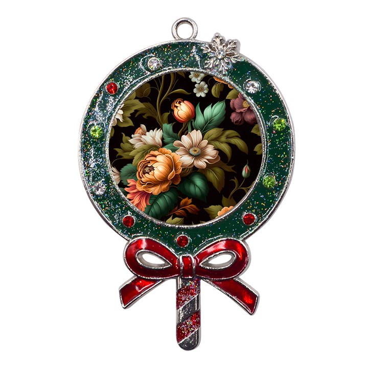 Floral Flower Blossom Bloom Flora Metal X Mas Lollipop with Crystal Ornament