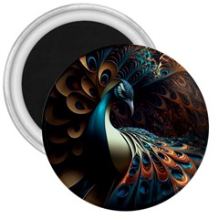 Colorful Peacock Bird Feathers 3  Magnets by Vaneshop