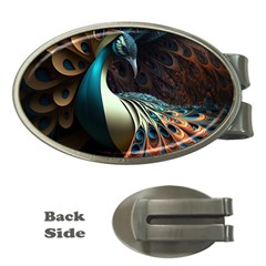 Colorful Peacock Bird Feathers Money Clips (oval)  by Vaneshop