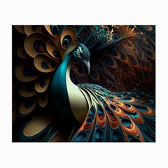 Colorful Peacock Bird Feathers Small Glasses Cloth (2 Sides) by Vaneshop