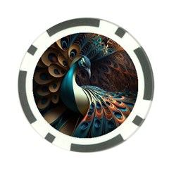 Colorful Peacock Bird Feathers Poker Chip Card Guard by Vaneshop