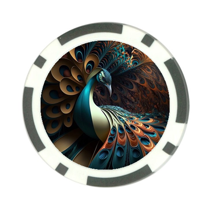 Colorful Peacock Bird Feathers Poker Chip Card Guard (10 pack)