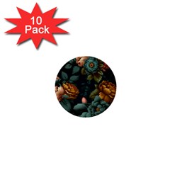 Floral Flower Blossom Turquoise 1  Mini Buttons (10 Pack)  by Vaneshop