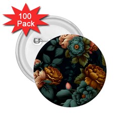 Floral Flower Blossom Turquoise 2 25  Buttons (100 Pack)  by Vaneshop