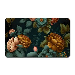 Floral Flower Blossom Turquoise Magnet (rectangular) by Vaneshop