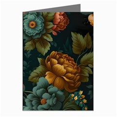 Floral Flower Blossom Turquoise Greeting Cards (pkg Of 8)