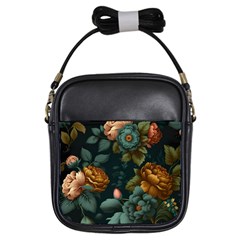 Floral Flower Blossom Turquoise Girls Sling Bag by Vaneshop