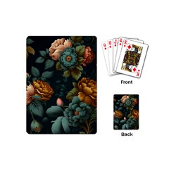 Floral Flower Blossom Turquoise Playing Cards Single Design (mini) by Vaneshop