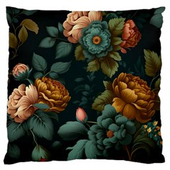 Floral Flower Blossom Turquoise Large Cushion Case (one Side) by Vaneshop