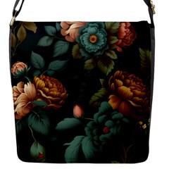 Floral Flower Blossom Turquoise Flap Closure Messenger Bag (s)