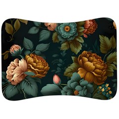 Floral Flower Blossom Turquoise Velour Seat Head Rest Cushion by Vaneshop