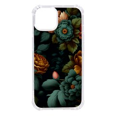 Floral Flower Blossom Turquoise Iphone 14 Tpu Uv Print Case