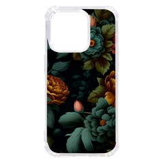 Floral Flower Blossom Turquoise Iphone 14 Pro Tpu Uv Print Case by Vaneshop