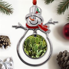 Cactus Flora Flower Nature Floral Metal Snowman Ornament by Vaneshop