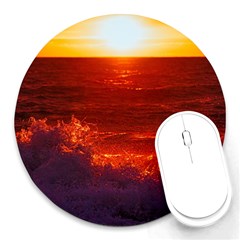 Sea Beach Sunset Sunrise Twilight Round Mousepad by Vaneshop