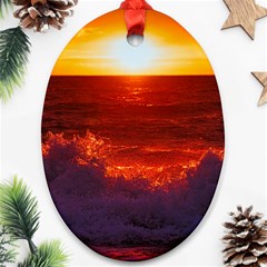 Sea Beach Sunset Sunrise Twilight Ornament (oval) by Vaneshop