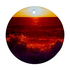 Sea Beach Sunset Sunrise Twilight Round Ornament (two Sides) by Vaneshop