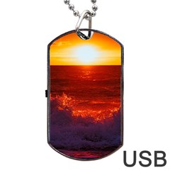 Sea Beach Sunset Sunrise Twilight Dog Tag Usb Flash (one Side) by Vaneshop