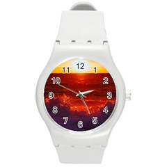 Sea Beach Sunset Sunrise Twilight Round Plastic Sport Watch (m) by Vaneshop